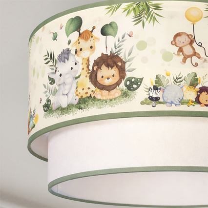 Brilagi - Plafoniera LED per bambini BOBO 1xE27/60W/230V Ø 40 cm crema/verde/giungla