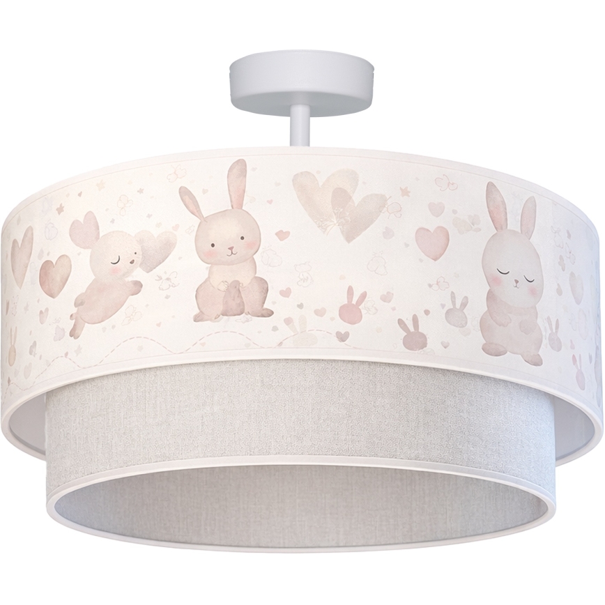 Brilagi - Plafoniera a LED per bambini BOBO 1xE27/60W/230V Ø 40 cm crema/grigio/coniglietti