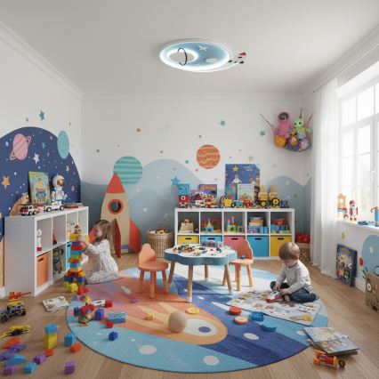 Brilagi -LED Plafoniera per bambini STARSHIP LED/64W/230V 3000/4500K blu