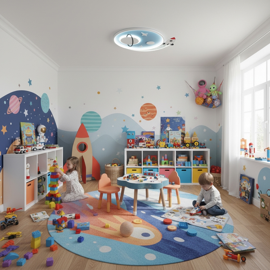 Brilagi -LED Plafoniera per bambini STARSHIP LED/64W/230V 3000/4500K blu
