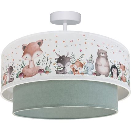 Brilagi-LED Plafoniera per cameretta BOBO 1xE27/60W/230V Ø 40 cm bianco/verde/motivo animale