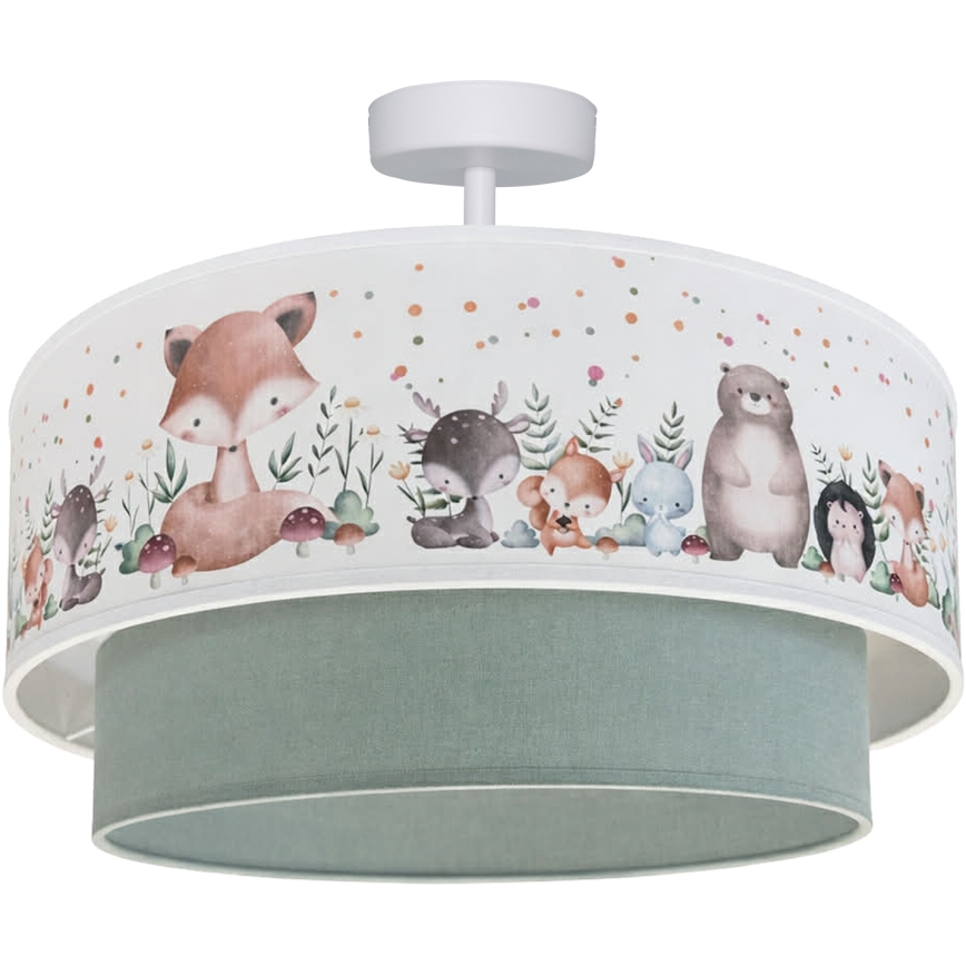 Brilagi-LED Plafoniera per cameretta BOBO 1xE27/60W/230V Ø 40 cm bianco/verde/motivo animale
