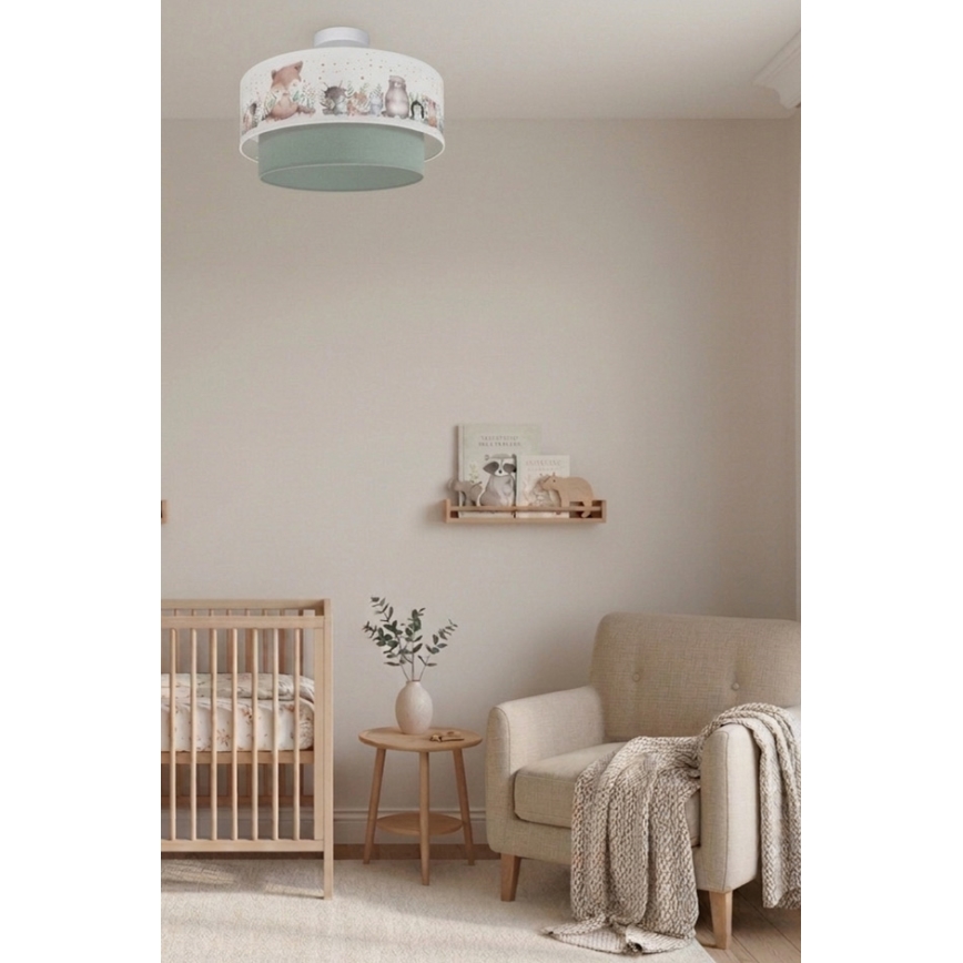 Brilagi-LED Plafoniera per cameretta BOBO 1xE27/60W/230V Ø 40 cm bianco/verde/motivo animale