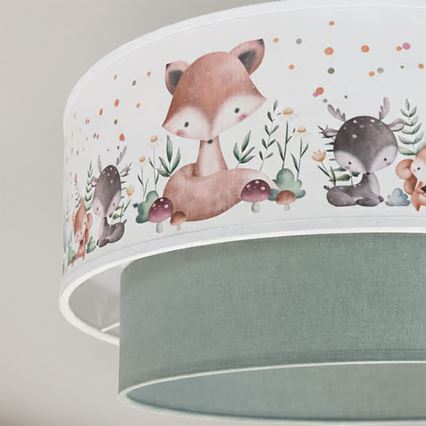 Brilagi-LED Plafoniera per cameretta BOBO 1xE27/60W/230V Ø 40 cm bianco/verde/motivo animale
