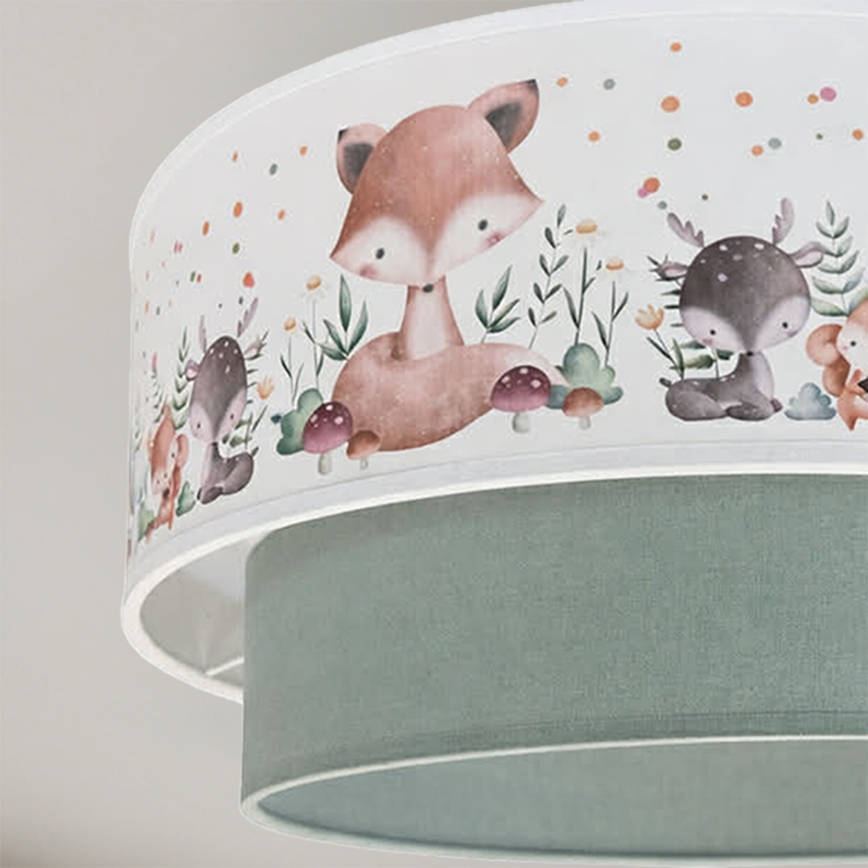 Brilagi-LED Plafoniera per cameretta BOBO 1xE27/60W/230V Ø 40 cm bianco/verde/motivo animale