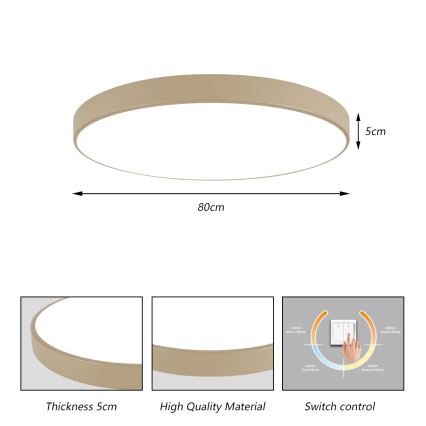 Brilagi - Plafoniera LED POOL LED/100W/230V 3000/4500/6000K Ø 80 cm beige