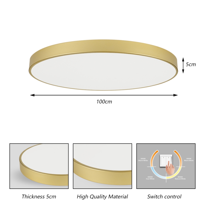 Brilagi - Plafoniera LED POOL LED/128W/230V 3000/4000/6000K Ø 100 cm dorata