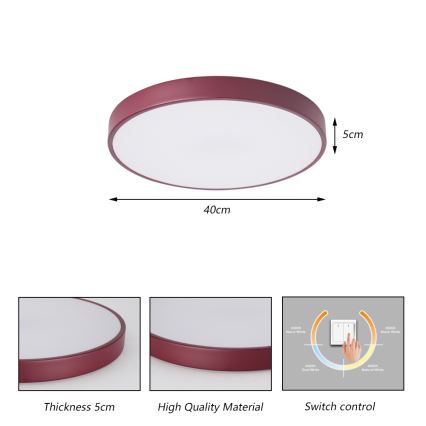 Brilagi - Plafoniera LED POOL LED/48W/230V 3000/4000/6000K Ø 40 cm bordeaux