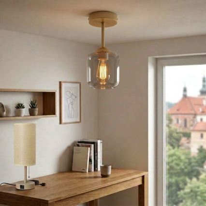 BRILAGI - Plafoniera LED RETRO GLASS 1xE27/60W/230V Ø 14 cm beige/grigio fumé
