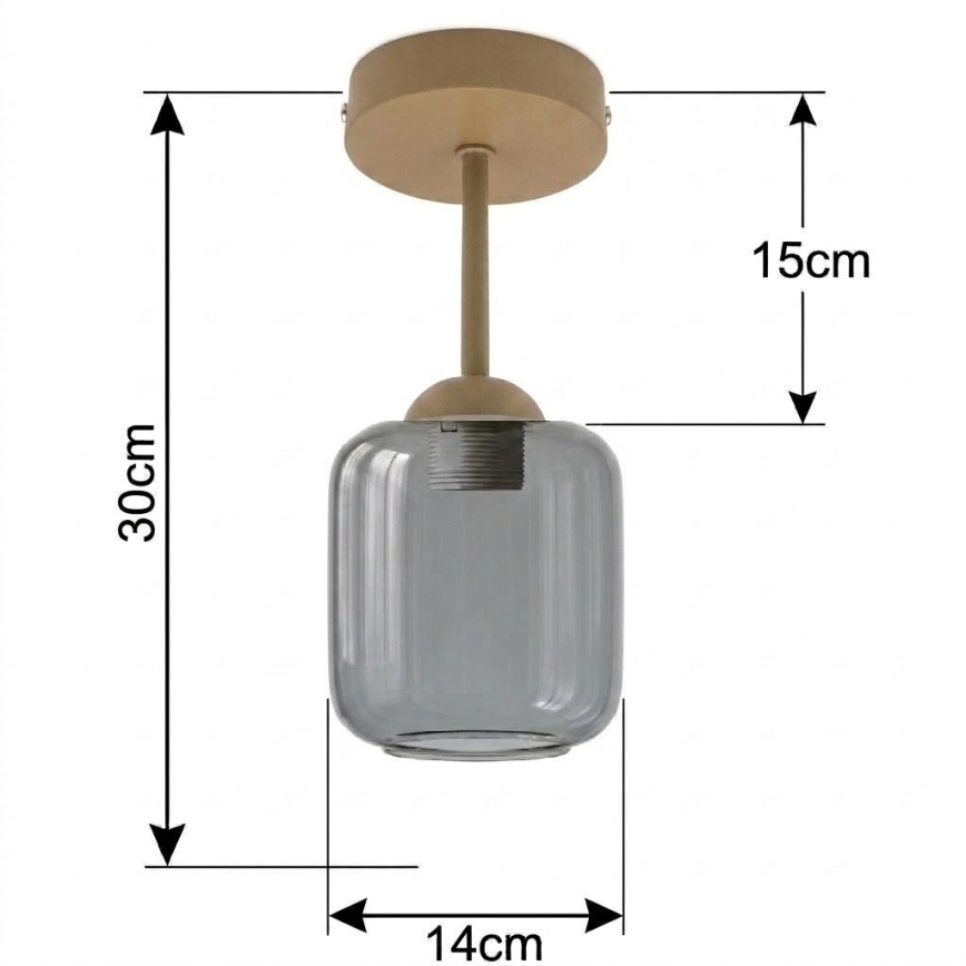 BRILAGI - Plafoniera LED RETRO GLASS 1xE27/60W/230V Ø 14 cm beige/grigio fumé