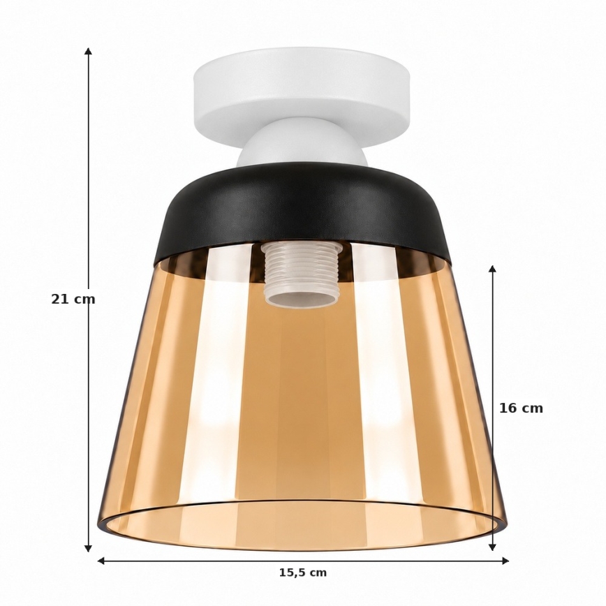 BRILAGI - Plafoniera LED RETRO GLASS 1xE27/60W/230V Ø 15,5 cm bianca/beige fumé