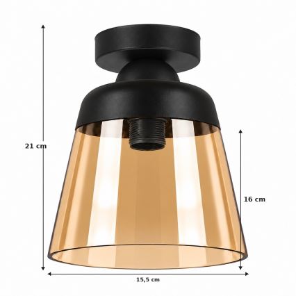 BRILAGI - LED plafoniera RETRO GLASS 1xE27/60W/230V Ø 15,5 cm nera/beige fumé