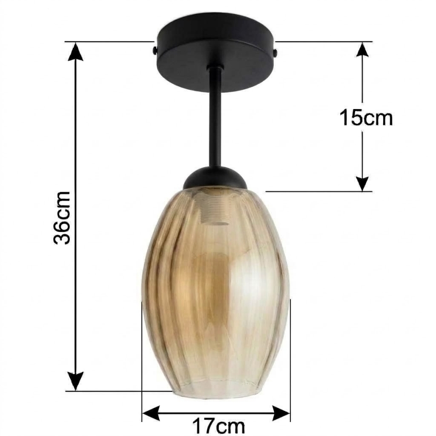BRILAGI - Plafoniera LED RETRO GLASS 1xE27/60W/230V Ø 17 cm nero/beige fumé