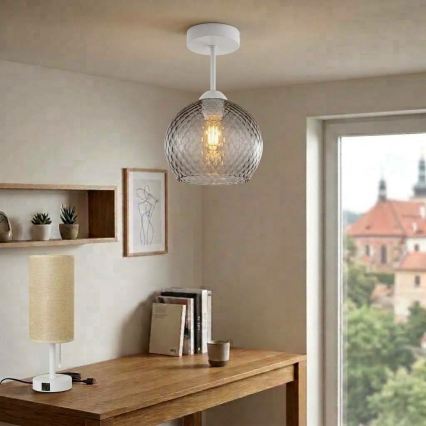 BRILAGI - LED Lampadario a plafone RETRO GLASS 1xE27/60W/230V Ø 25 cm bianco/grigio fumé