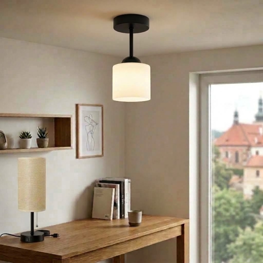 BRILAGI - LED Plafoniera RETRO GLASS 1xE27/60W/230V Ø 10 cm nero/bianco