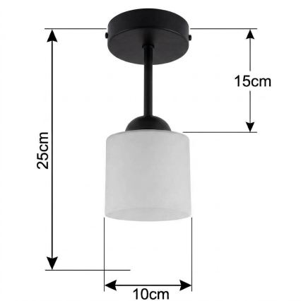 BRILAGI - LED Plafoniera RETRO GLASS 1xE27/60W/230V Ø 10 cm nero/bianco