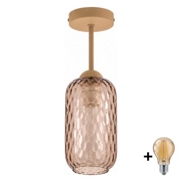 BRILAGI - LED plafoniera RETRO GLASS 1xE27/60W/230V Ø 14 cm beige/marrone fumé