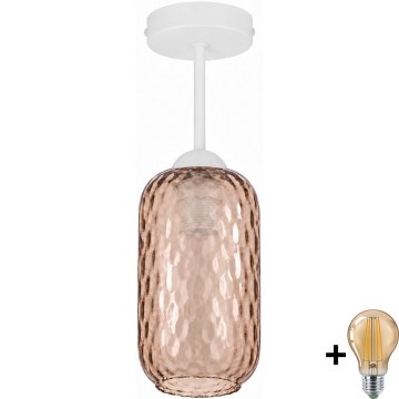 BRILAGI - LED plafoniera RETRO GLASS 1xE27/60W/230V Ø 14 cm bianco/marrone fumé