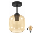 BRILAGI - LED Plafoniera RETRO GLASS 1xE27/60W/230V Ø 14 cm nero/beige fumé