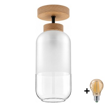 BRILAGI - LED Plafoniera RETRO GLASS 1xE27/60W/230V Ø 14 cm rovere/bianco