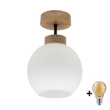 BRILAGI - LED Plafoniera RETRO GLASS 1xE27/60W/230V Ø 15 cm rovere/bianco