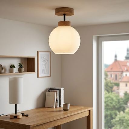 BRILAGI - LED Plafoniera RETRO GLASS 1xE27/60W/230V Ø 15 cm rovere/bianco