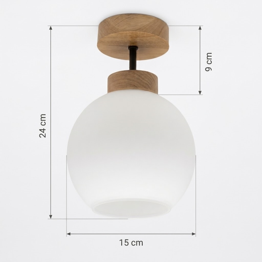 BRILAGI - LED Plafoniera RETRO GLASS 1xE27/60W/230V Ø 15 cm rovere/bianco