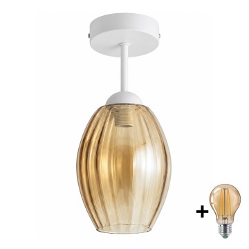 BRILAGI - LED Plafoniera RETRO GLASS 1xE27/60W/230V Ø 17 cm bianco/beige fumé