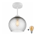 BRILAGI - LED Plafoniera RETRO GLASS 1xE27/60W/230V Ø 18 cm bianco/grigio fumé