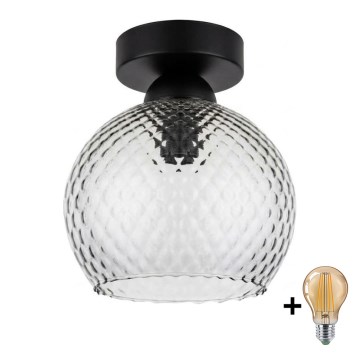 BRILAGI - LED Plafoniera RETRO GLASS 1xE27/60W/230V Ø 18 cm nero/grigio fumé