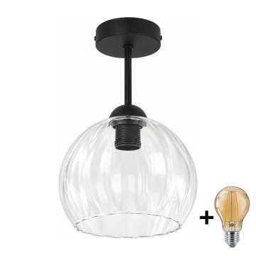 BRILAGI - LED plafoniera RETRO GLASS 1xE27/60W/230V Ø 25 cm nero/trasparente