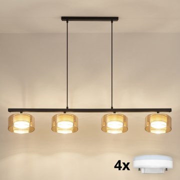 Brilagi - LED RGB+CCT Lampada a sospensione dimmerabile su cavo AURA LUX 4xGX53/14W/230V 2700-6500K Wi-Fi Tuya nero/oro