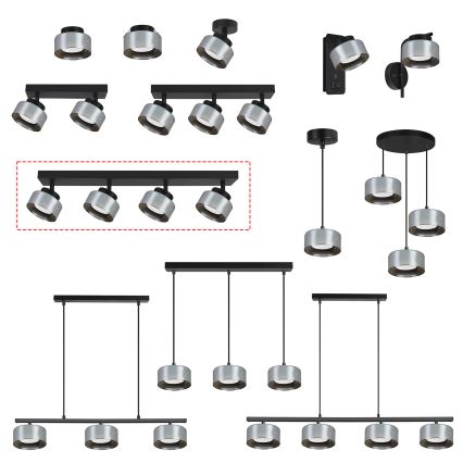 Brilagi - Faretto LED dimmerabile RGB+CCT AURA LUX 4xGX53/14W/230V 2700-6500K Wi-Fi Tuya nero/fumé