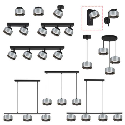 Brilagi - Lampada da parete LED RGB+CCT dimmerabile con porta USB AURA LUX 1xGX53/14W/230V 2700-6500K Wi-Fi Tuya nero/fumé