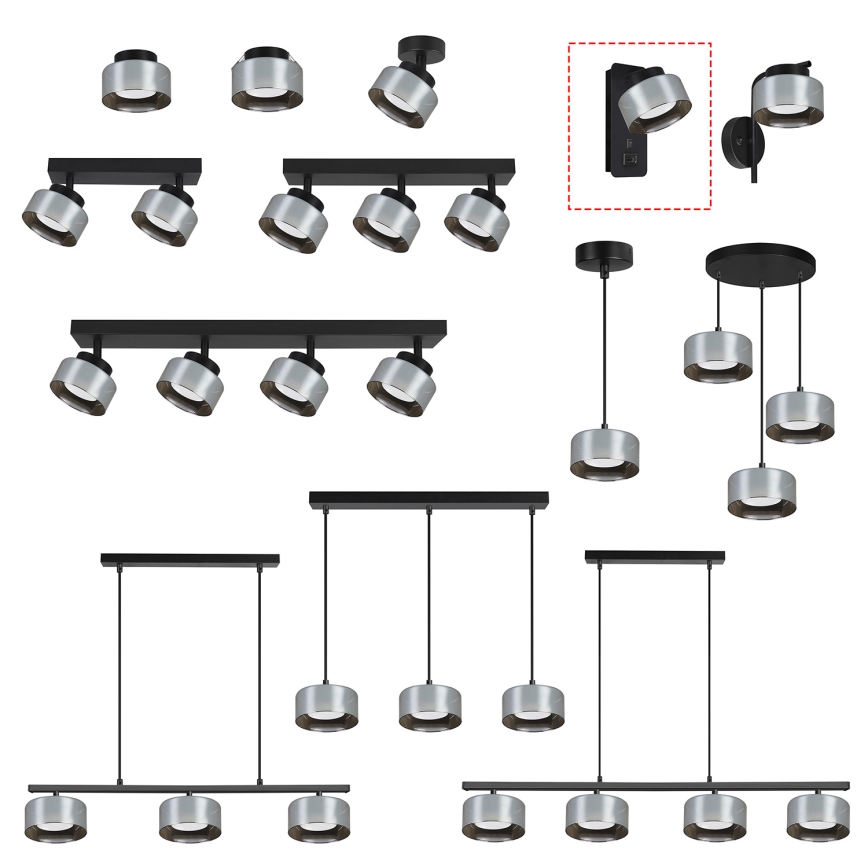 Brilagi - Lampada da parete LED RGB+CCT dimmerabile con porta USB AURA LUX 1xGX53/14W/230V 2700-6500K Wi-Fi Tuya nero/fumé