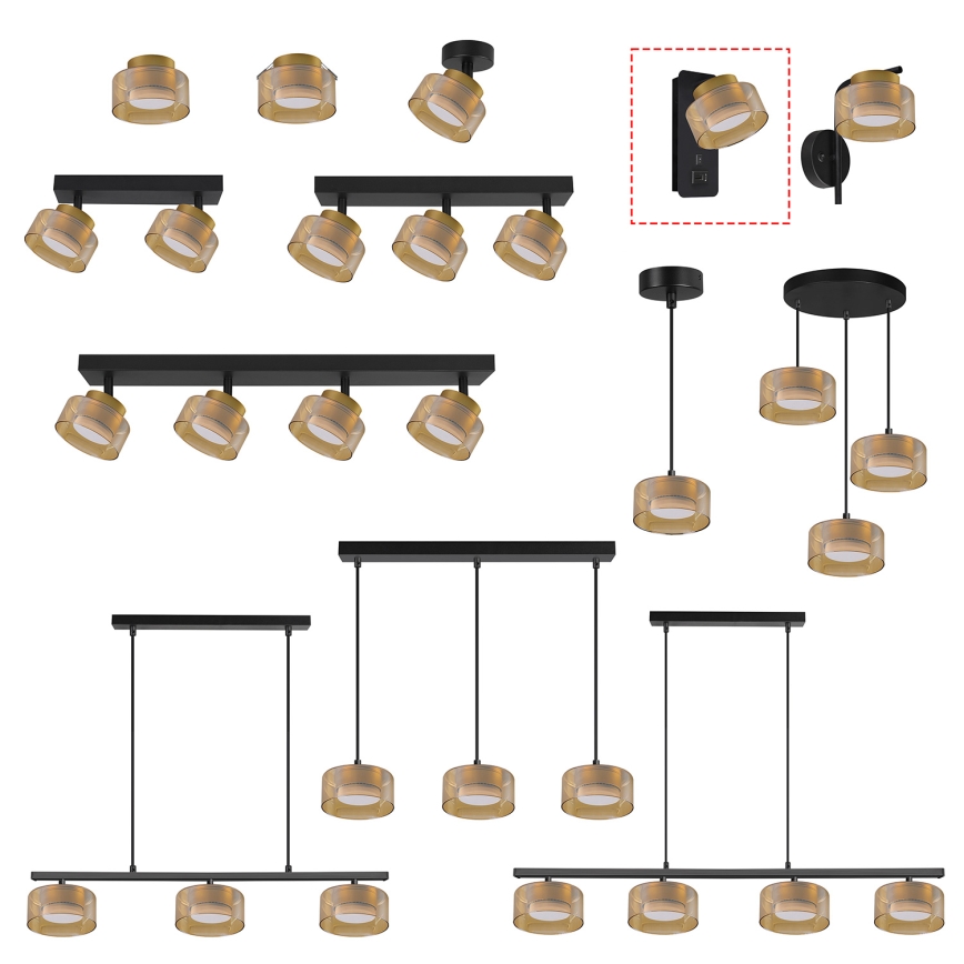 Brilagi - Lampada da parete dimmerabile LED RGB+CCT con porta USB AURA LUX 1xGX53/14W/230V 2700-6500K Wi-Fi Tuya nero/oro