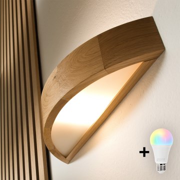 Brilagi - LED RGBW dimmerabile applique da parete CARVALHO 1xE27/9W/230V 2700-6500K Wi-Fi rovere
