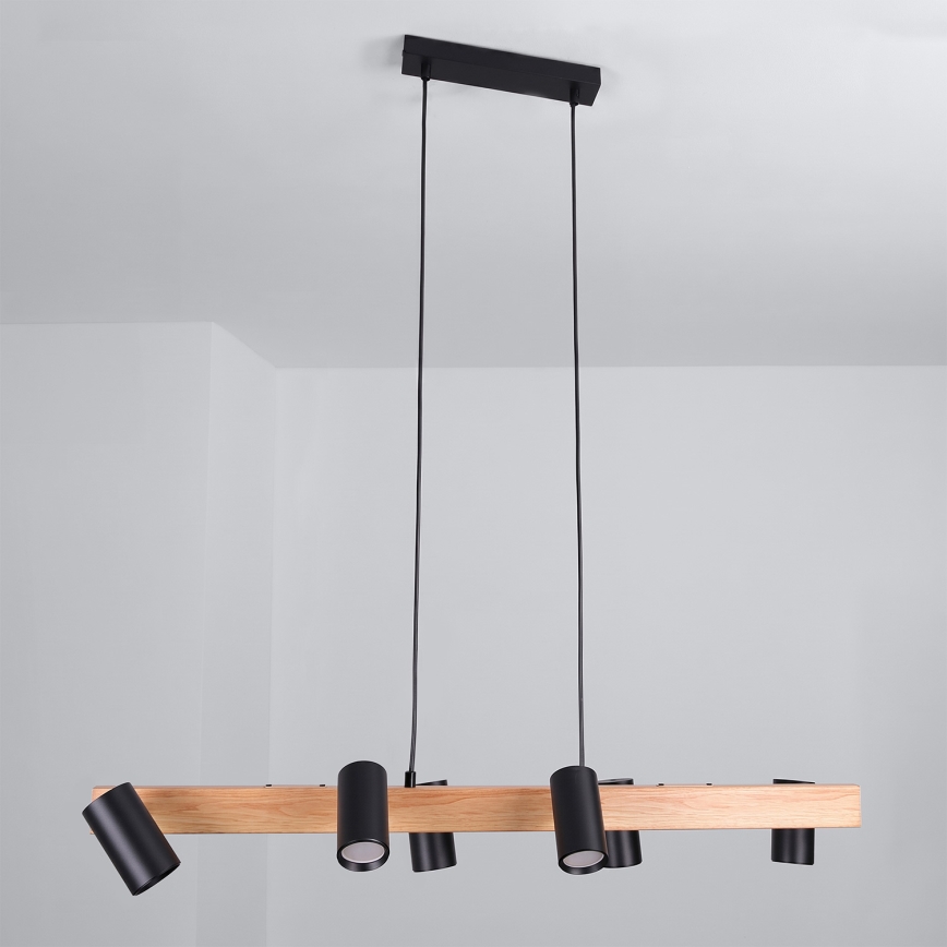 Brilagi - Lampadario LED RGBW dimmerabile su cavo SELE 6xGU10/6,5W/230V 2700-6500K nero/finitura rovere + telecomando