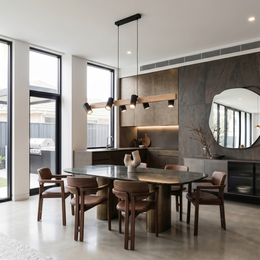 Brilagi - Lampadario LED RGBW dimmerabile su cavo SELE 6xGU10/6,5W/230V 2700-6500K nero/finitura rovere + telecomando