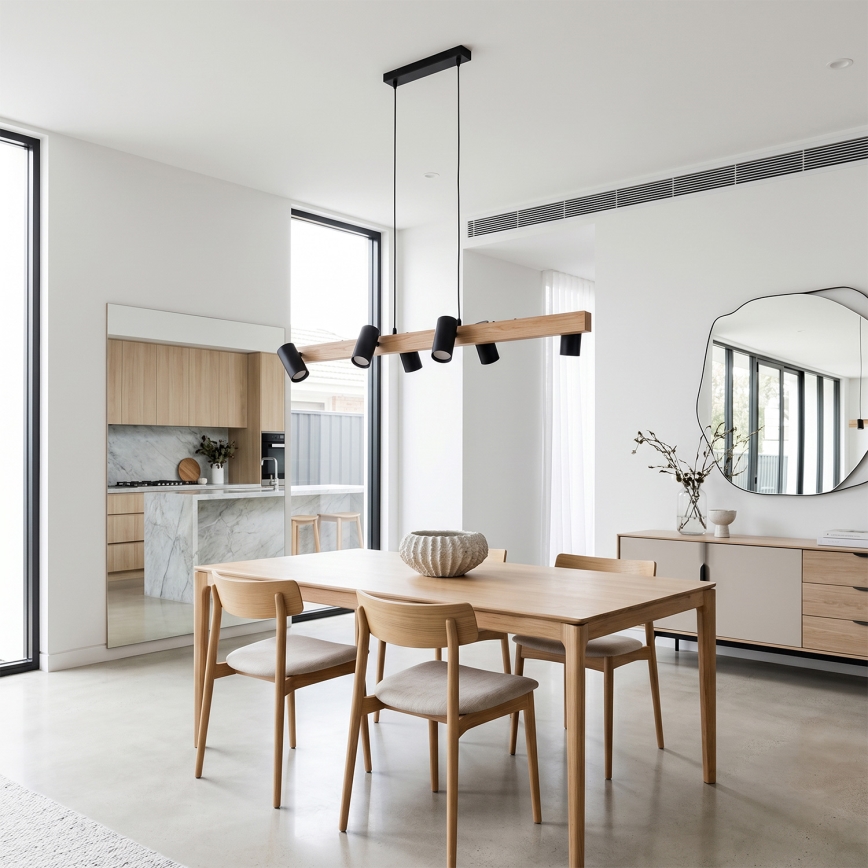 Brilagi - Lampadario LED RGBW dimmerabile su cavo SELE 6xGU10/6,5W/230V 2700-6500K nero/finitura rovere + telecomando