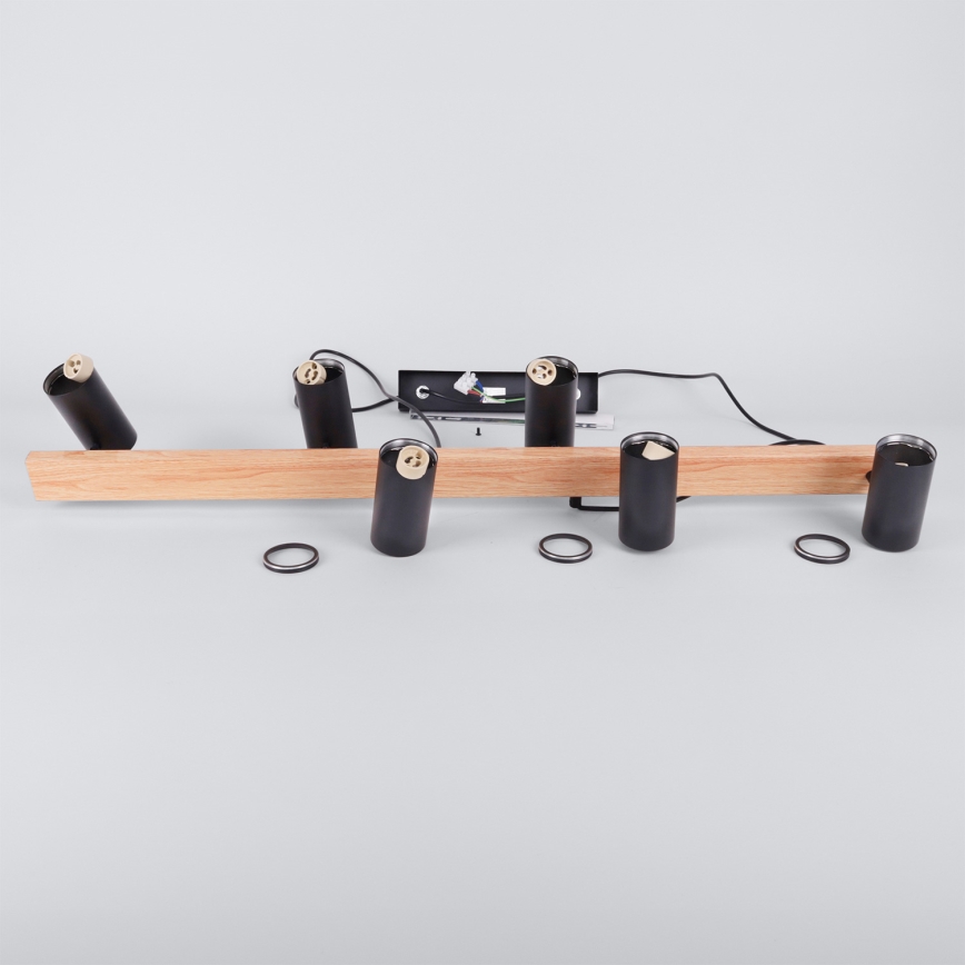 Brilagi - Lampadario LED RGBW dimmerabile su cavo SELE 6xGU10/6,5W/230V 2700-6500K nero/finitura rovere + telecomando