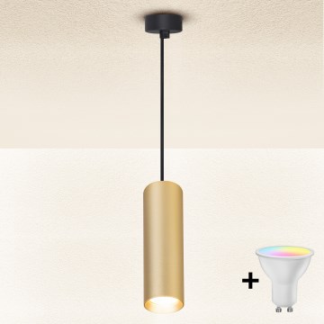Brilagi - LED RGBW dimmerabile lampadario a sospensione su cavo SELE 1xGU10/6W/230V 3000K nero/oro + telecomando