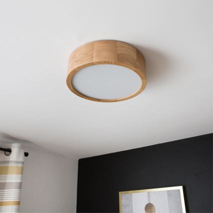 Brilagi - Plafoniera LED RGBW dimmerabile CARVALHO 1xE27/15W/230V 2700-6500K Wi-Fi rovere diam. 27,5 cm