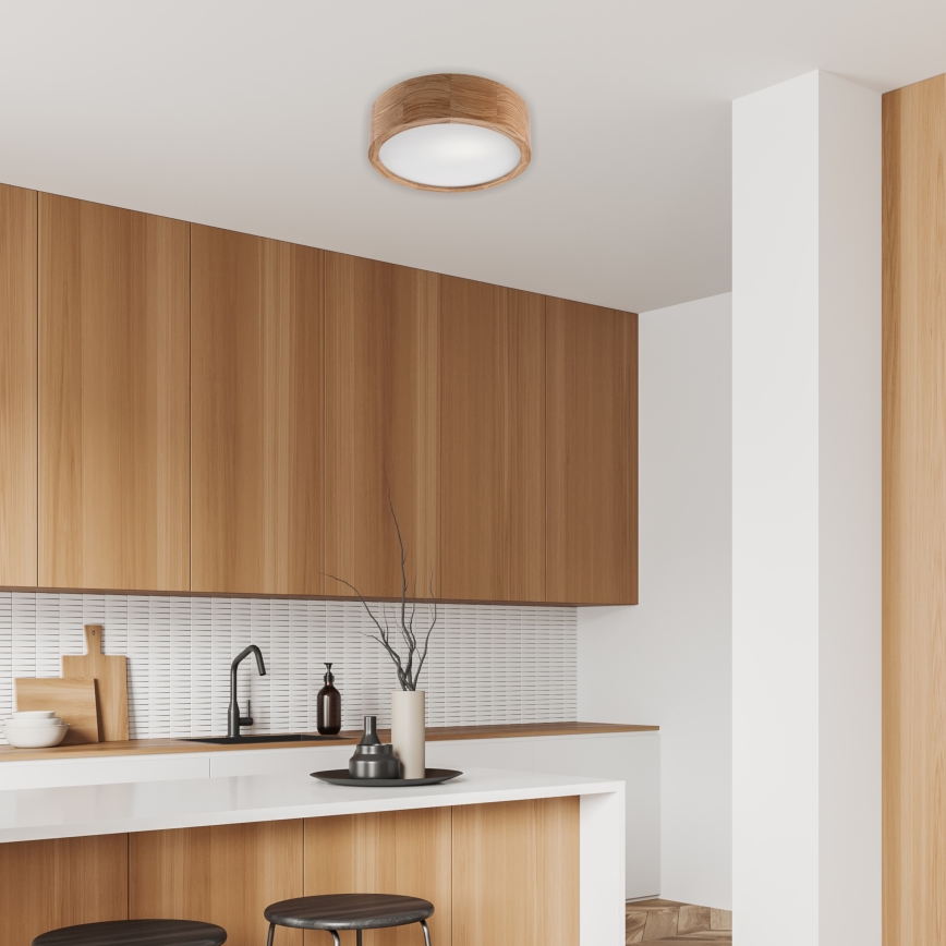 Brilagi - Plafoniera LED RGBW dimmerabile CARVALHO 1xE27/9W/230V 2700-6500K Wi-Fi rovere diam. 27,5 cm