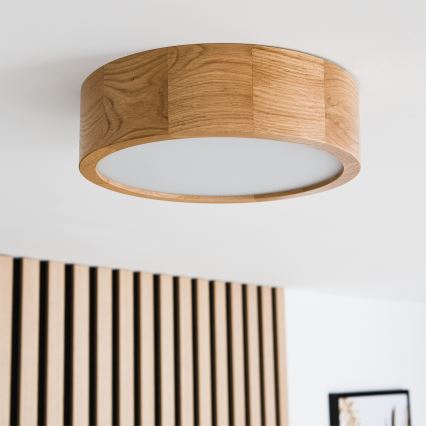Brilagi - Plafoniera LED RGBW dimmerabile CARVALHO 1xE27/9W/230V 2700-6500K Wi-Fi rovere diam. 27,5 cm