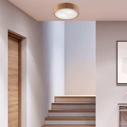 Brilagi - Plafoniera LED RGBW dimmerabile CARVALHO 2xE27/15W/230V 2700-6500K Wi-Fi rovere diam. 37,5 cm