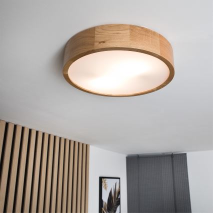 Brilagi - Plafoniera LED RGBW dimmerabile CARVALHO 2xE27/15W/230V 2700-6500K Wi-Fi rovere diam. 37,5 cm