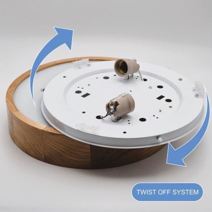 Brilagi - Plafoniera LED RGBW dimmerabile CARVALHO 2xE27/15W/230V 2700-6500K Wi-Fi rovere diam. 37,5 cm