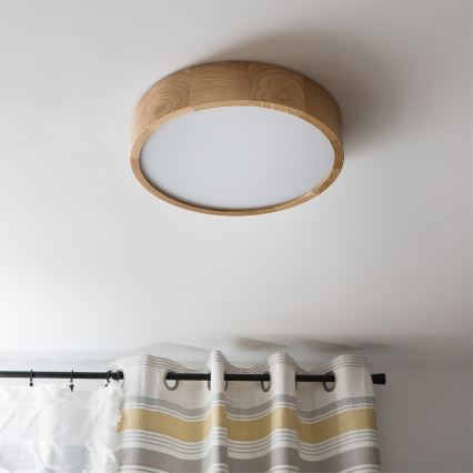 Brilagi - Plafoniera LED RGBW dimmerabile CARVALHO 2xE27/9W/230V 2700-6500K Wi-Fi rovere diam. 37,5 cm