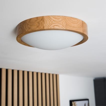 Brilagi - Plafoniera LED RGBW dimmerabile CARVALHO SLIM 1xE27/15W/230V 2700-6500K Wi-Fi rovere Ø 27 cm